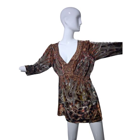 Y2K Vintage  Apt 9 Velvet Burnout Womens size 1X Babydoll Embellished Whimsy Top - Picture 4 of 16